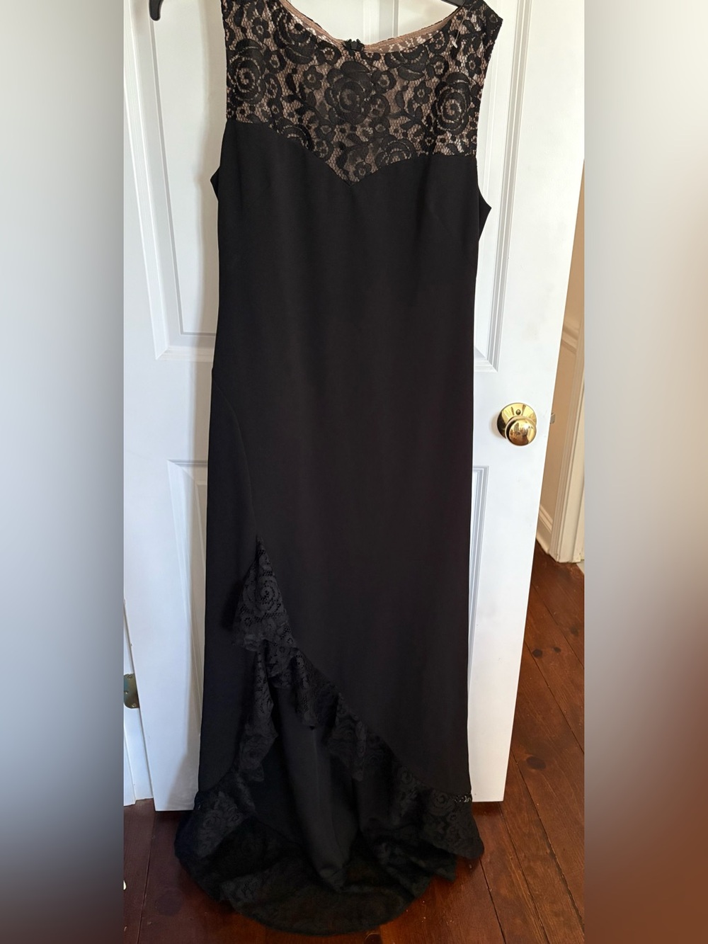 Black Lace-Detail Evening Dress